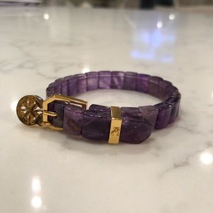 Rustic Cuff Bracelet in Dark Purple & Gold